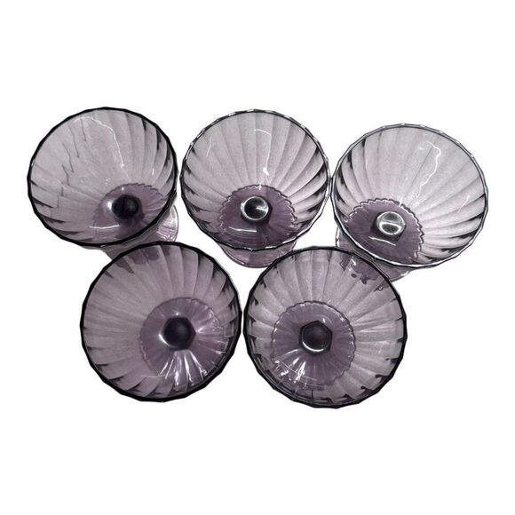 5 Cristal D'Arques Quadro amethyst Ice Cream Dishes Cups 13.25oz Luminarc Durand - Picture 2 of 5